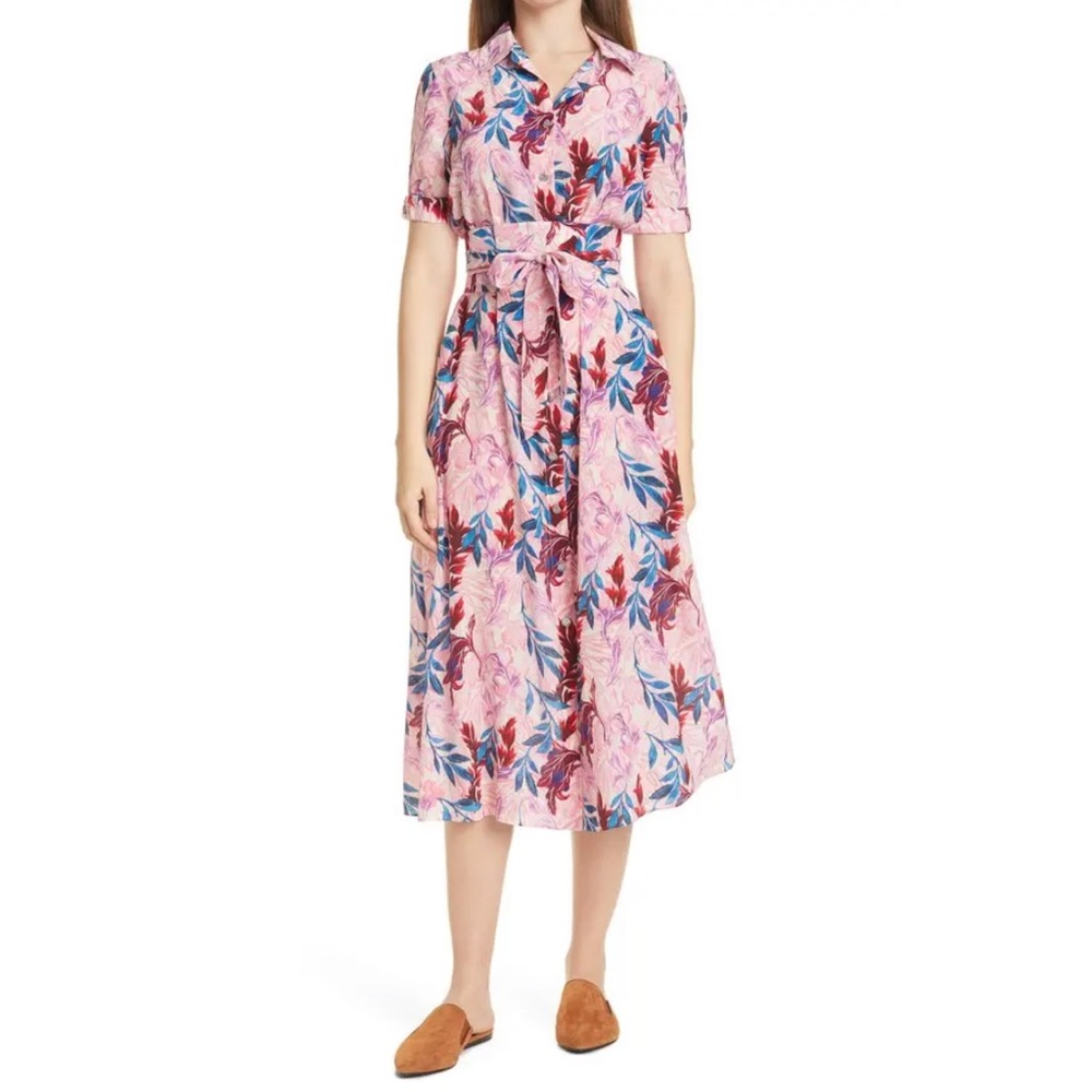 SILK LONG FLORAL SHIRT DRESS